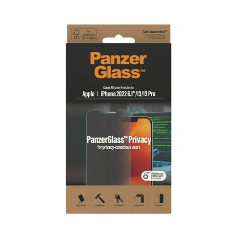 PanzerGlass | Screen protector - glass - with privacy filter | Apple iPhone 13, 13 Pro, 14 | Black | Transparent - 5